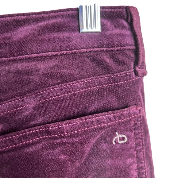 Rag & Bone Burgundy Velvet Skinny Jeans Size 28 - Picture 8 of 13